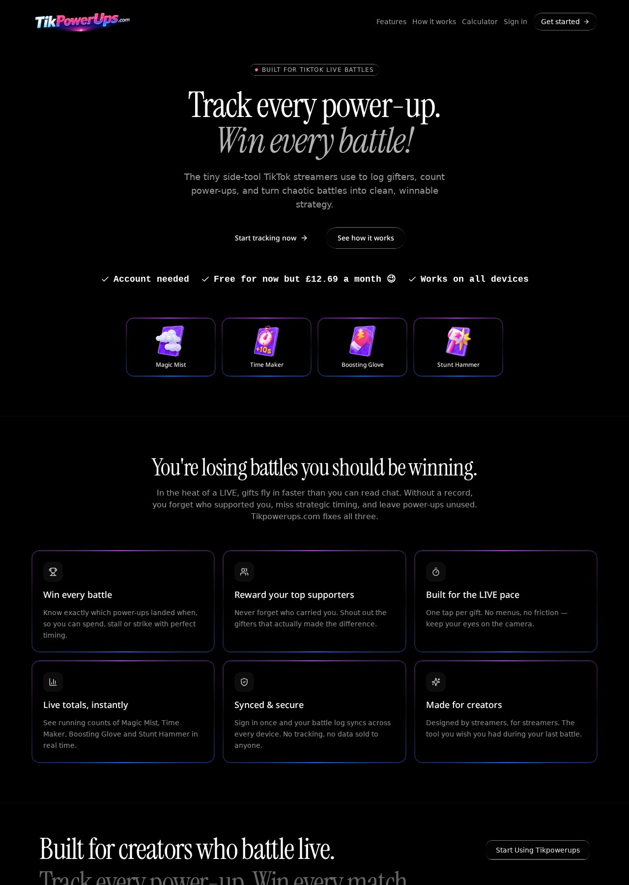 Tikpowerups website preview