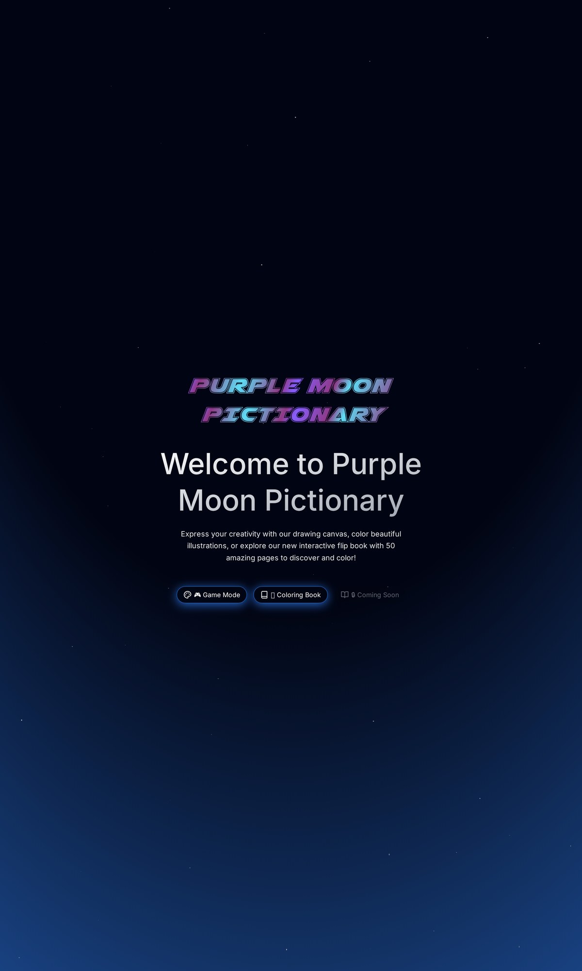 Purple Moon Pictionary website preview
